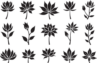 "Vector Petal and Flower Silhouettes Set"