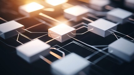 Abstract network connection with glowing nodes, representing data transfer