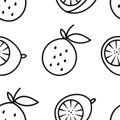  Fruit pattern for seamless wrapping paper line art vector illustration