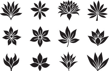 "Vector Petal and Flower Silhouettes Set"