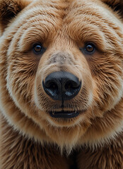 Fototapeta premium Close-up portrait of a big brown bear with big eyes. Created using generative AI tools