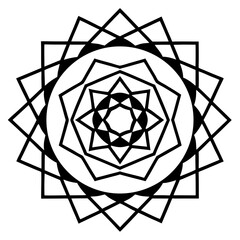 Glitch core distorted pixel mandala line art vector  illustration