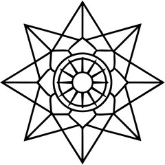 Glow in the dark uv effect mandala line art  vector illustration 