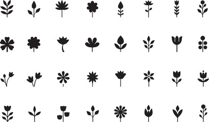 "Vector Petal and Flower Silhouettes Set"