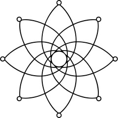 Glow particle energy flow mandala line art vector  illustration