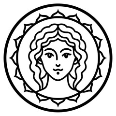 Greek mythology inspired mandala line art  vector illustration 