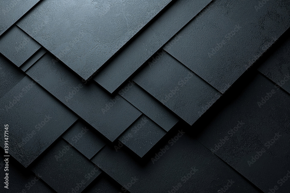 Poster Abstract dark gray geometric pattern of overlapping squares creating a textured, modern background.