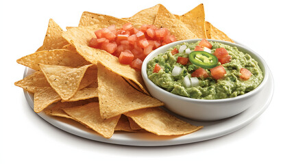 food, tortilla, chips, snack, salsa, nachos, guacamole, dip, tomato, appetizer, chip, sauce, meal, corn, bowl, nacho, cheese, fresh, delicious, plate, tasty, isolated, cuisine, spicy, white