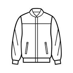 Naklejka premium bomber jacket icon, bomber jacket line art - simple line art of bomber jacket, perfect for bomber jacket logos and icons