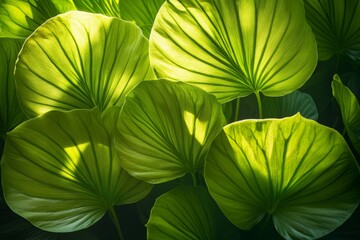Fototapeta premium The Verdant Embrace A Radiant Symphony of Green Leaves in the Gentle Light