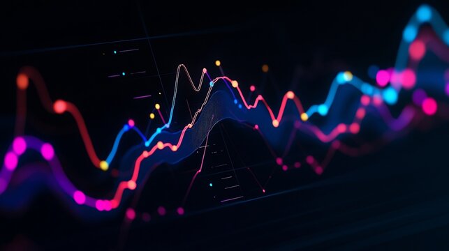 Abstract financial chart with uptrend line graph and bullish signals