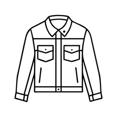 denim jacket icon, denim jacket line art - simple line art of denim jacket, perfect for denim jacket logos and icons