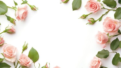 Delicate Pink Roses Arranged in a Frame