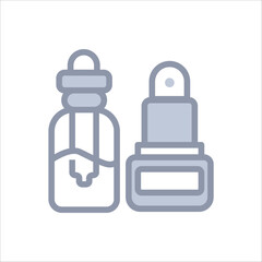  Clean greyscale icon of a skincare serum bottle, great for cosmetic or beauty use.