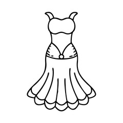 mermaid dress icon, mermaid dress line art - simple line art of mermaid dress, perfect for mermaid dress logos and icons