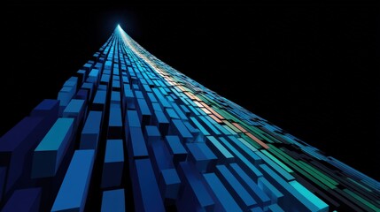 Array of Rectangular Blocks Converging to Light Source