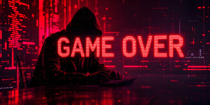 Hooded Figure with Game Over Display