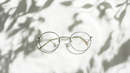 Round glasses on a light background, top view