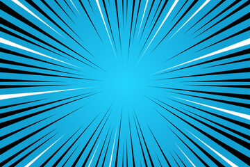 Blue comic book burst background. Manga background. Comic anime black lines
