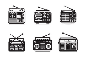 Radio Silhouette Illustration Vintage Retro Radio Vector Art
