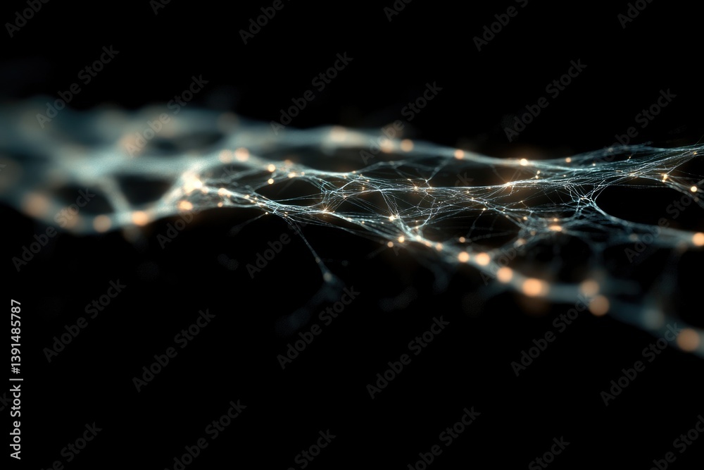 Aufkleber A network of interconnected glowing points and lines creates a sense of complex connections and data flow on a dark background.