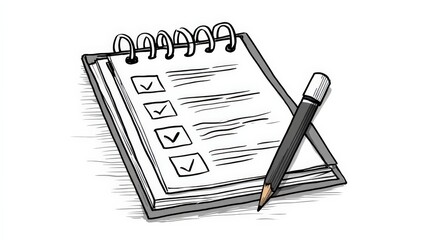 Checklist Notepad with Pencil Illustration