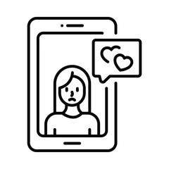 Romantic chat vector outline icon. EPS 10 file