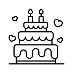 Valentines Cake vector outline icon. EPS 10 file