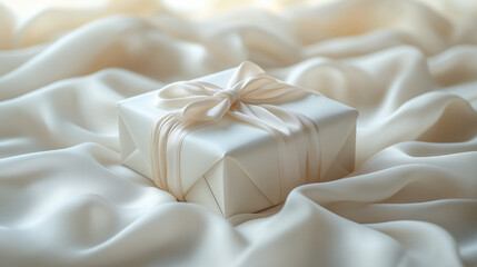 Elegant gift on fabric background