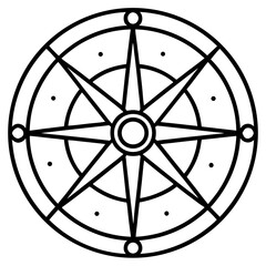 Tarot card wheel of fortune mandala line art vector illustration