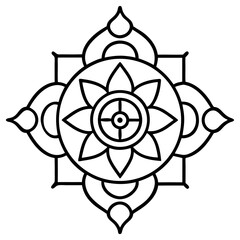 Fototapeta premium Tibetan buddhist thangka mandala line art vector illustration