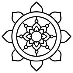  Tibetan buddhist thangka mandala  line art vector illustration