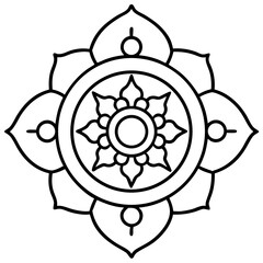  Tibetan buddhist thangka mandala  line art vector illustration