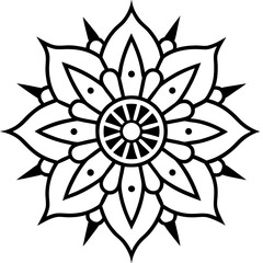 Traditional Indian rangoli mandala line art vector illustration