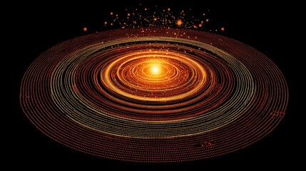 Concentric Rings of Orange Dots with Central Light