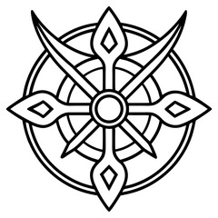 Obraz premium Viking Norse myth mandala line art vector illustration 