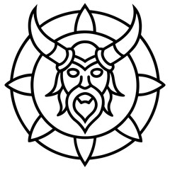 Viking Norse myth mandala line art vector illustration 