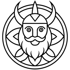 Viking Norse myth mandala line art vector illustration 