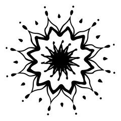 Black ink splat and blot with white splashes