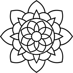 Meditation and mindfulness symbol mandala line art vector illustration 