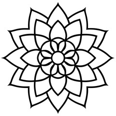 Minimalist black and white mandala line art vector illustration 