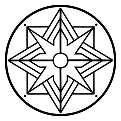 Native American medicine wheel mandala line art vector illustration 