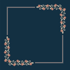 Brown Square Wreath Border Frame Decorated With Green And Brown Floral