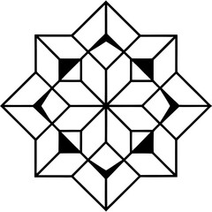 Origami inspired paper fold mandala line art vector illustration 