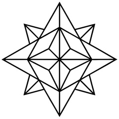 Origami inspired paper fold mandala line art vector illustration 