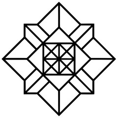 Patchwork quilt style mandala line art vector illustration 