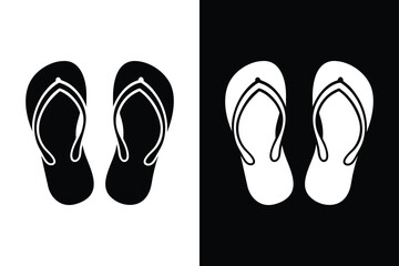 Flip Flop Icon Collection. Minimal Summer Footwear Vector in Black and White