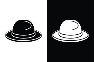 Vector Hat Icon Collection. Western Cowboy Hat and Summer Beach Hat Glyph Illustrations