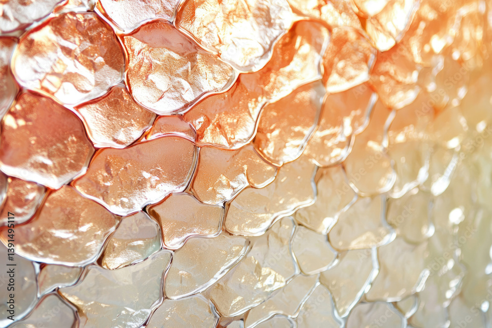 Poster Abstract close-up of textured glass, showcasing a gradient of peach and cream colors in a mosaic pattern.