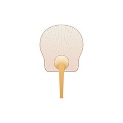 Vintage Japanese and Chinese bamboo hand fan flat icon, Asian uchiwa paper accessory for air cooling, oriental souvenir